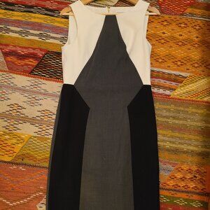 Calvin Klein black/grey/white midi dress